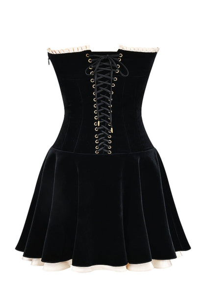 Audrey Black Velvet Strapless Mini Dress